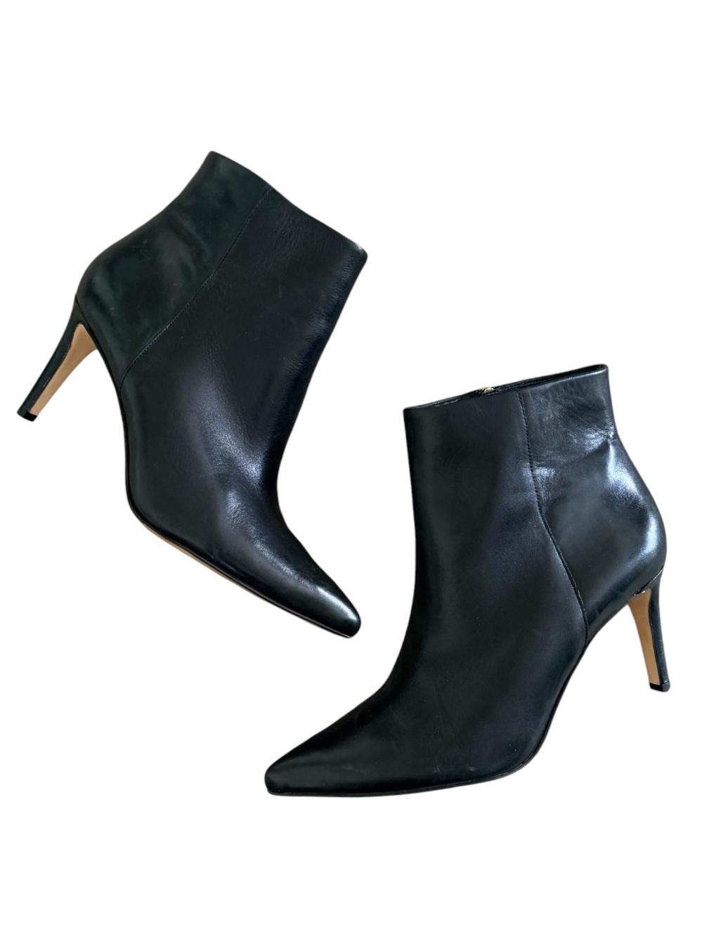 Sam Edelman Black Leather Pointed-Toe Ankle Boots